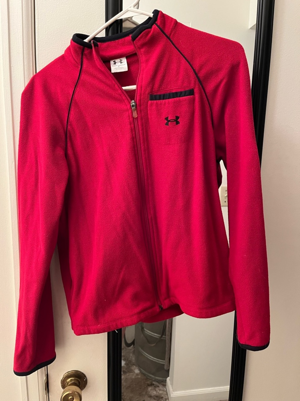 Under Armour Red Fleece Full Zip Jacket with Black Trim